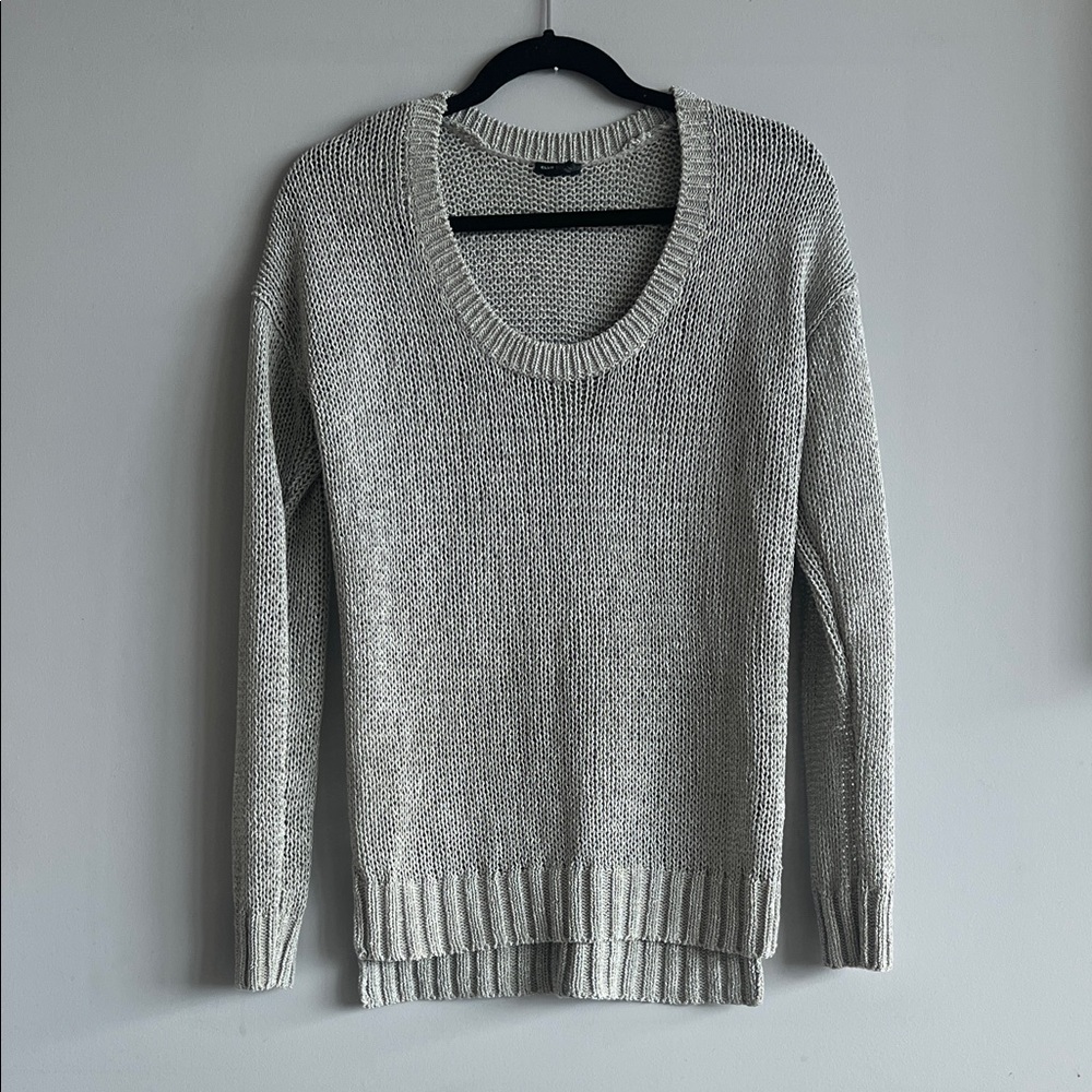 Silver knit scoop neck crew sweater